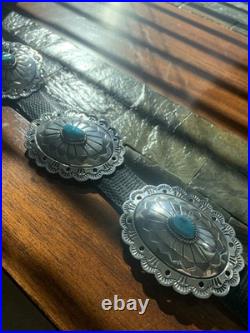 Vintage Native American turquoise sterling silver conchos