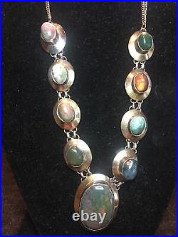 Vintage Native Navajo American Silver Malachite Blossom Style Necklace Pendant