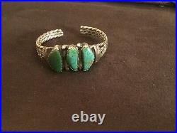 Vintage Native Navajo Sterling Silver Turquoise Cuff Bracelet