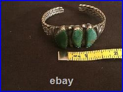 Vintage Native Navajo Sterling Silver Turquoise Cuff Bracelet