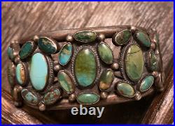 Vintage Native Navajo Sterling Turquoise Heavy Cuff Bracelet
