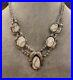 Vintage Native Sterling Silver White Buffalo Turquoise Squash Blossom Necklace