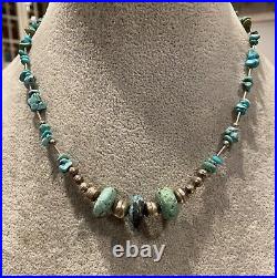 Vintage Native Sterling Silver and Turquoise Necklace