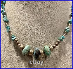 Vintage Native Sterling Silver and Turquoise Necklace