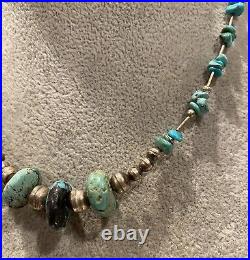 Vintage Native Sterling Silver and Turquoise Necklace