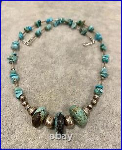 Vintage Native Sterling Silver and Turquoise Necklace