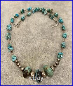 Vintage Native Sterling Silver and Turquoise Necklace