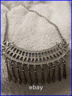 Vintage Native Style Needlepoint Coral Necklace. Not Real Silver. Fashion Only