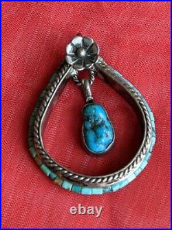 Vintage Native Turquoise American Sterling Silver Pendant