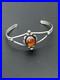 Vintage Navajo Amber Sterling Signed Marie B Cuff Bracelet