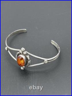 Vintage Navajo Amber Sterling Signed Marie B Cuff Bracelet Vintage Navajo Amber Sterling Signed Marie B Cuff Bracelet