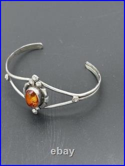 Vintage Navajo Amber Sterling Signed Marie B Cuff Bracelet Vintage Navajo Amber Sterling Signed Marie B Cuff Bracelet