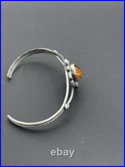 Vintage Navajo Amber Sterling Signed Marie B Cuff Bracelet Vintage Navajo Amber Sterling Signed Marie B Cuff Bracelet