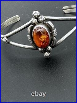Vintage Navajo Amber Sterling Signed Marie B Cuff Bracelet Vintage Navajo Amber Sterling Signed Marie B Cuff Bracelet