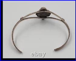 Vintage Navajo Amber Sterling Signed Marie B Cuff Bracelet