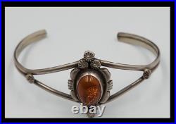 Vintage Navajo Amber Sterling Signed Marie B Cuff Bracelet Vintage Navajo Amber Sterling Signed Marie B Cuff Bracelet