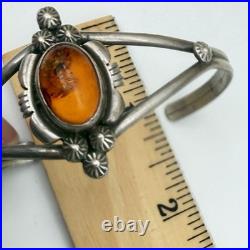 Vintage Navajo Amber Sterling Signed Marie B Cuff Bracelet Vintage Navajo Amber Sterling Signed Marie B Cuff Bracelet