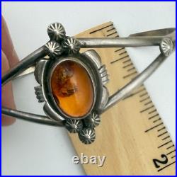 Vintage Navajo Amber Sterling Signed Marie B Cuff Bracelet Vintage Navajo Amber Sterling Signed Marie B Cuff Bracelet