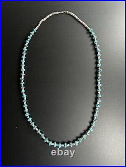 Vintage Navajo Blue Spiderweb Pyrite Turquoise Necklace 32 51g #268