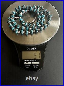 Vintage Navajo Blue Spiderweb Pyrite Turquoise Necklace 32 51g #268