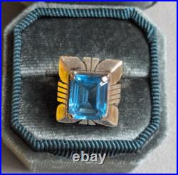 Vintage Navajo Blue Topaz Sterling Silver Ring Charles Johnson