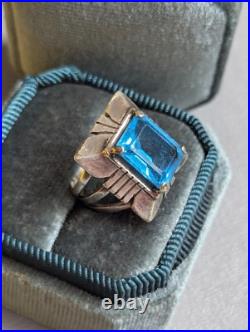 Vintage Navajo Blue Topaz Sterling Silver Ring Charles Johnson