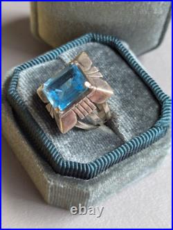 Vintage Navajo Blue Topaz Sterling Silver Ring Charles Johnson
