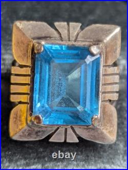 Vintage Navajo Blue Topaz Sterling Silver Ring Charles Johnson