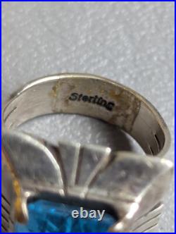 Vintage Navajo Blue Topaz Sterling Silver Ring Charles Johnson