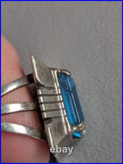 Vintage Navajo Blue Topaz Sterling Silver Ring Charles Johnson