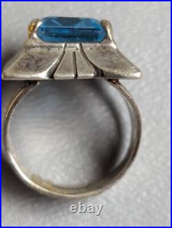 Vintage Navajo Blue Topaz Sterling Silver Ring Charles Johnson