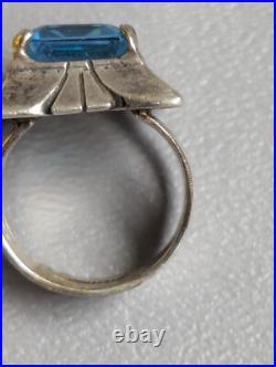 Vintage Navajo Blue Topaz Sterling Silver Ring Charles Johnson