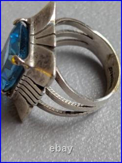 Vintage Navajo Blue Topaz Sterling Silver Ring Charles Johnson