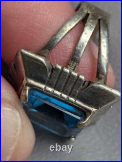 Vintage Navajo Blue Topaz Sterling Silver Ring Charles Johnson