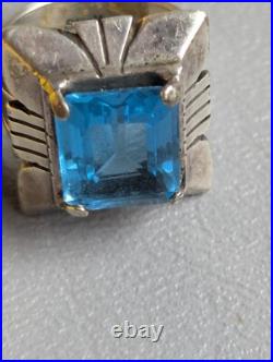 Vintage Navajo Blue Topaz Sterling Silver Ring Charles Johnson
