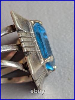 Vintage Navajo Blue Topaz Sterling Silver Ring Charles Johnson
