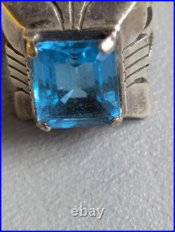 Vintage Navajo Blue Topaz Sterling Silver Ring Charles Johnson