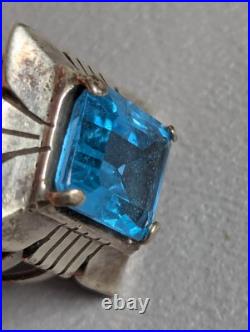 Vintage Navajo Blue Topaz Sterling Silver Ring Charles Johnson