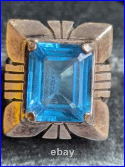 Vintage Navajo Blue Topaz Sterling Silver Ring Charles Johnson