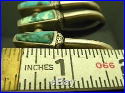 Vintage Navajo Blue Turquoise Sterling Bear Claw Black Jet Heishi Necklace 17.5
