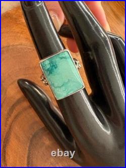 Vintage Navajo Chipita Sterling Silver Turquoise Ring Size 5 and 3/4