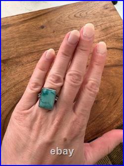 Vintage Navajo Chipita Sterling Silver Turquoise Ring Size 5 and 3/4