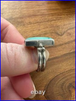 Vintage Navajo Chipita Sterling Silver Turquoise Ring Size 5 and 3/4