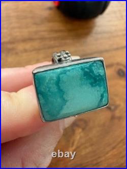 Vintage Navajo Chipita Sterling Silver Turquoise Ring Size 5 and 3/4