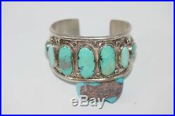 Vintage Navajo Cuff Bracelet, Hachita New Mexico Turquoise, Sterling