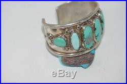 Vintage Navajo Cuff Bracelet, Hachita New Mexico Turquoise, Sterling