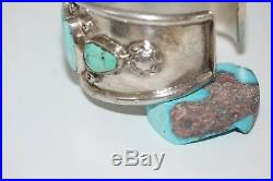 Vintage Navajo Cuff Bracelet, Hachita New Mexico Turquoise, Sterling