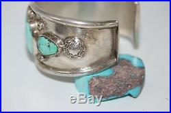 Vintage Navajo Cuff Bracelet, Hachita New Mexico Turquoise, Sterling
