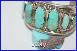 Vintage Navajo Cuff Bracelet, Hachita New Mexico Turquoise, Sterling