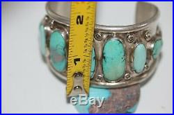 Vintage Navajo Cuff Bracelet, Hachita New Mexico Turquoise, Sterling